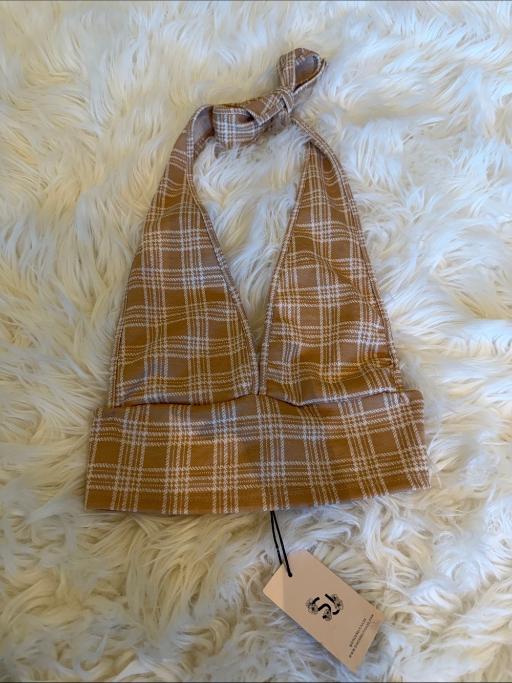 NWT Plaid Halter Crop Top
